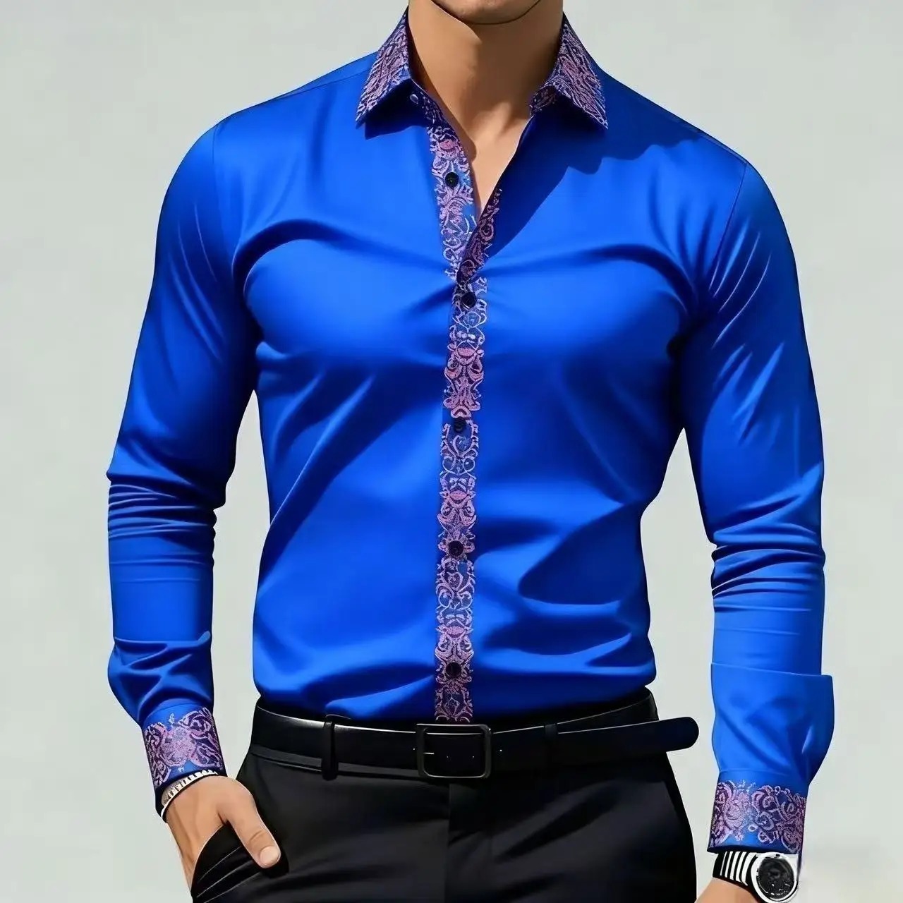 Men'S Formal Ethnic Wear - Camicia stampata in stile etnico da