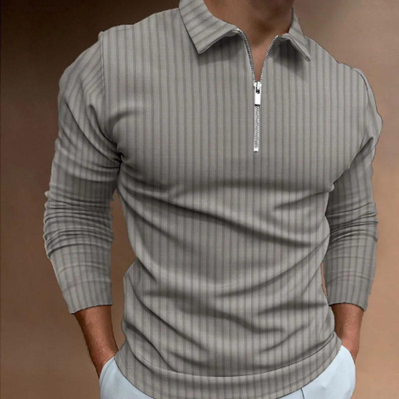 Men'S Polo Formal Wear - Polo a Maniche Lunghe a Righe