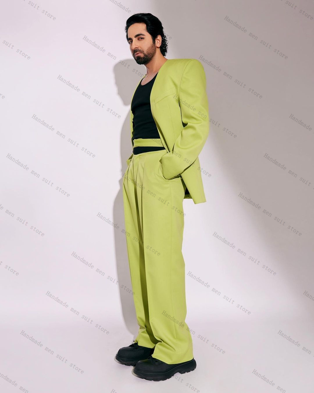 Men Formal Wear Green - Completo da uomo verde moda Set