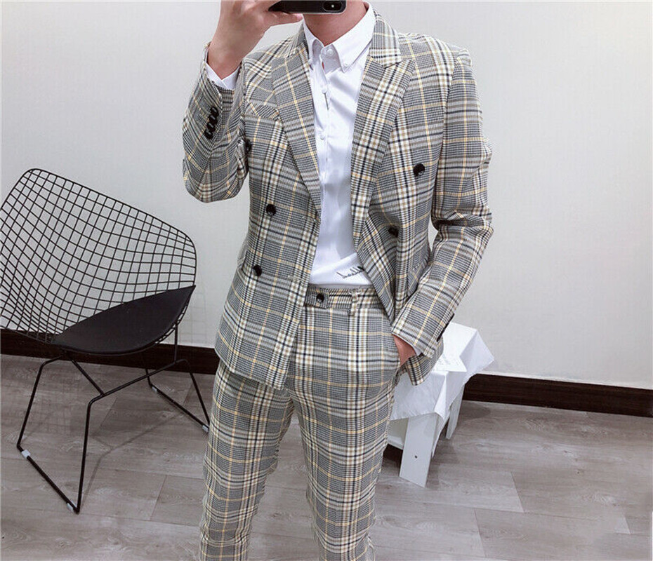 Latest Men Formal Wear - Ultimo nuovo stile smoking plaid abito