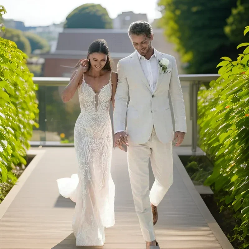 Men Formal Wear In Summer - Smoking da sposa in lino per
