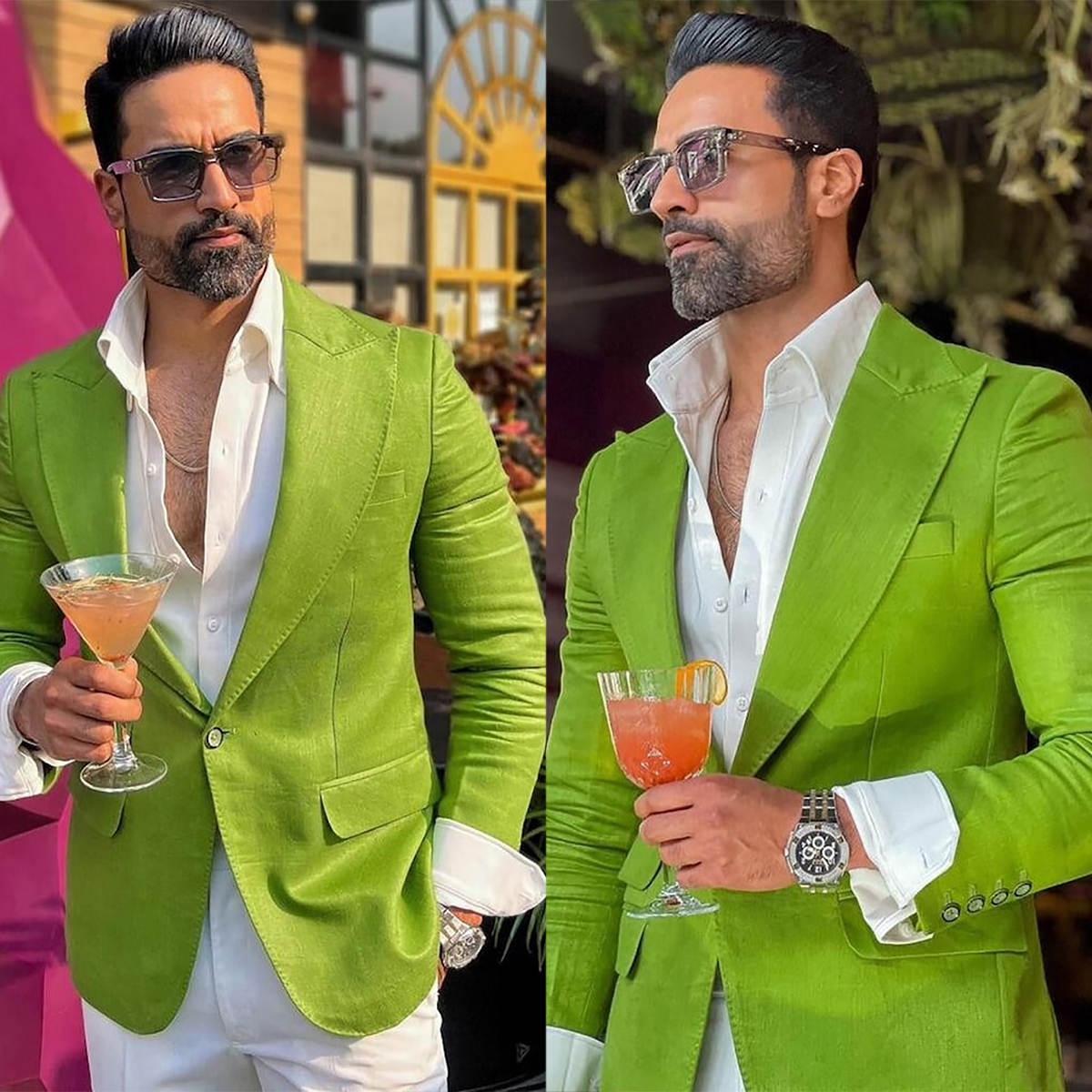 Men Formal Wear Green - Elegante smoking verde da sposo su
