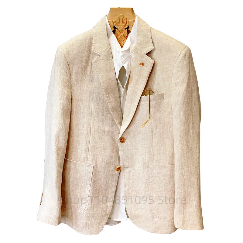 Blazer da Uomo Beige in Lino,  - Men Formal Wear In Summer recensione e prezzo