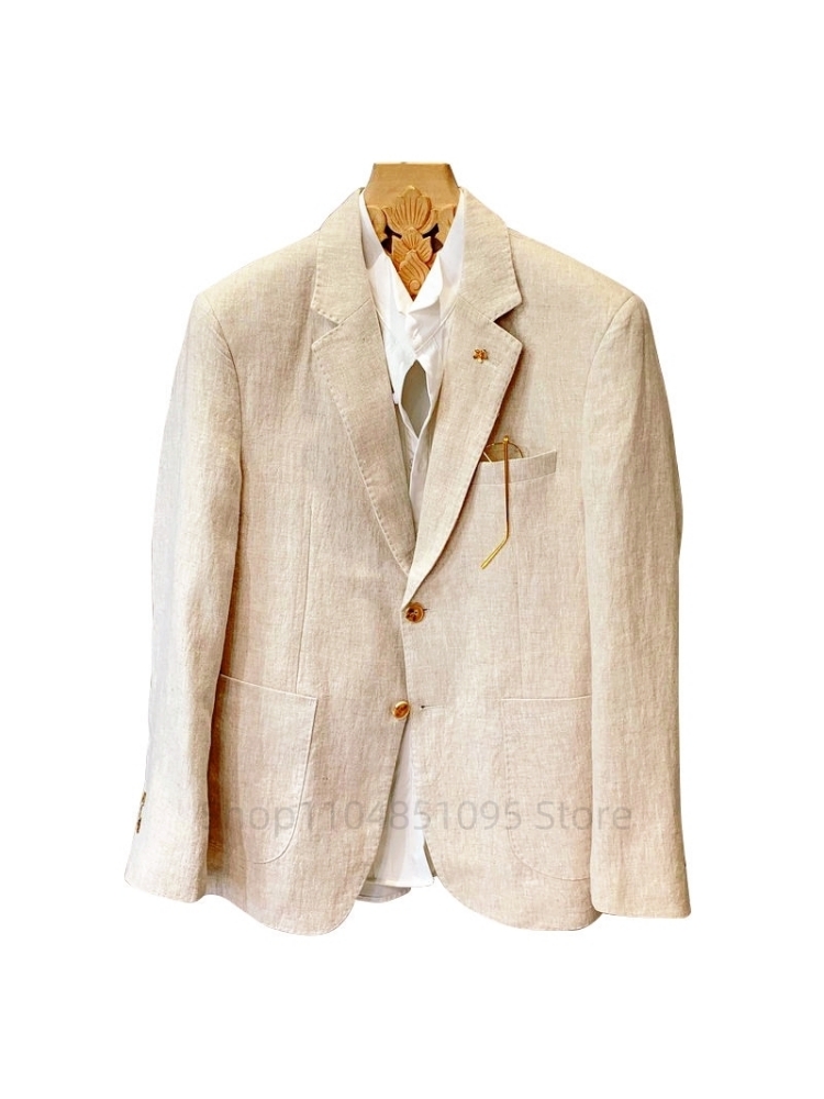 Blazer da Uomo Beige in Lino,  - Men Formal Wear In Summer recensione e prezzo